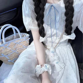 法式甜美收腰白月光连衣裙娃娃温柔小个子夏日清新显瘦初恋裙子女