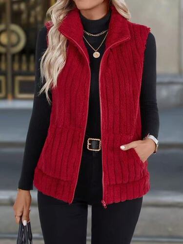 Bestselling Solid Color Double-Faced Plush Zip-Up Cardigan for Women, Casual, Autumn/Winter, Independent Station
