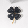 High-end glossy fashionable crystal lapel pin, metal pin, clothing, accessories, brooch, South Korea, four-leaf clover