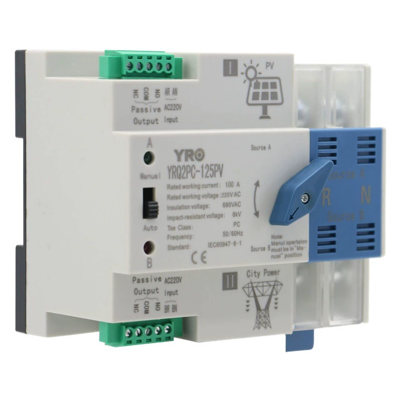 Переключатель автоматического преобразования двойного источника питания 2P4P 125A Двухсторонний аварийный переключатель питания фотогальванический генератор ATS