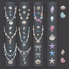 高透明ネイルアートモールドオーシャンシェルネックレスパールスター高透明シリコーンモールドクリエイティブ diy ネイルアートデコレーション