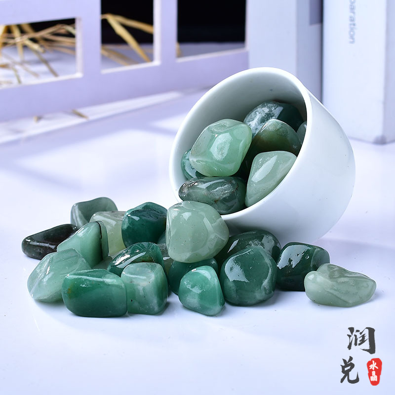 厂家批发天然绿东陵水晶碎石小颗粒鱼缸铺垫花盆造景装饰石供佛用