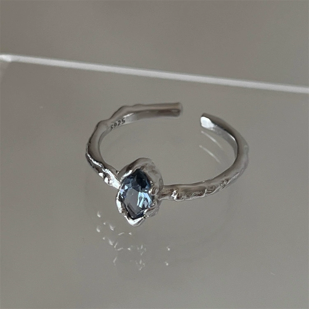 Retro ring, silver 925, one size, index-finger stackable beaded design