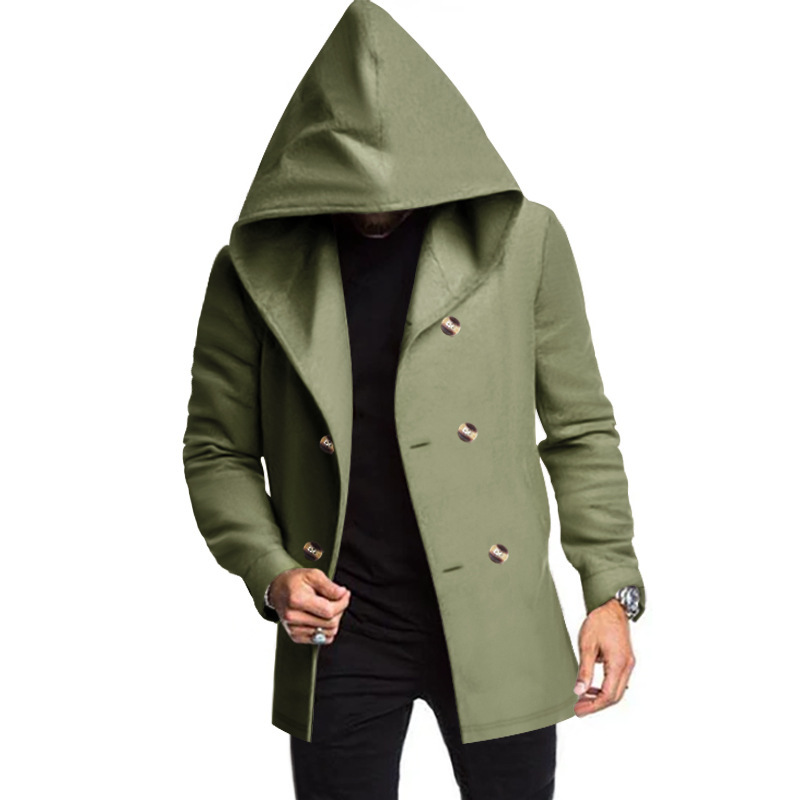 Nuevo cross-border Amazon clásico chaqueta delgada Europa y los Estados Unidos comercio exterior de color sólido casual chaqueta con sombrero hombre