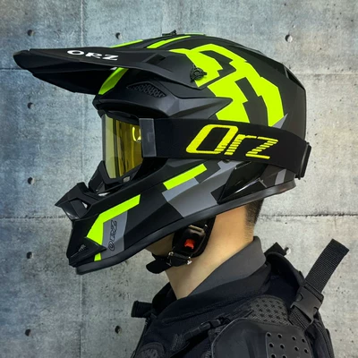 Motosiklet kaskı (dəbilqə): Go-Kart Rally Helmet Mountain Bike Helmet - huang-chuangxin-with-orz-black-frame-gold-mirror-and-free-gloves-and-mask-s
