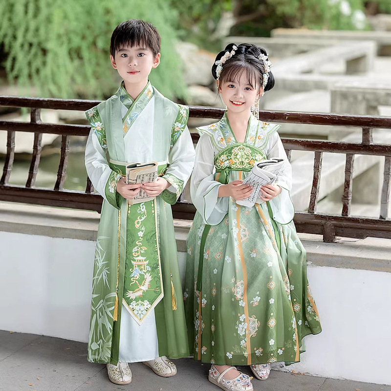 Hanfu for Boys, New Style Children's Chinese Style High-End Tang Suit, Boys' Ancient Style Outfit, Girls' Princess Dress for Summer