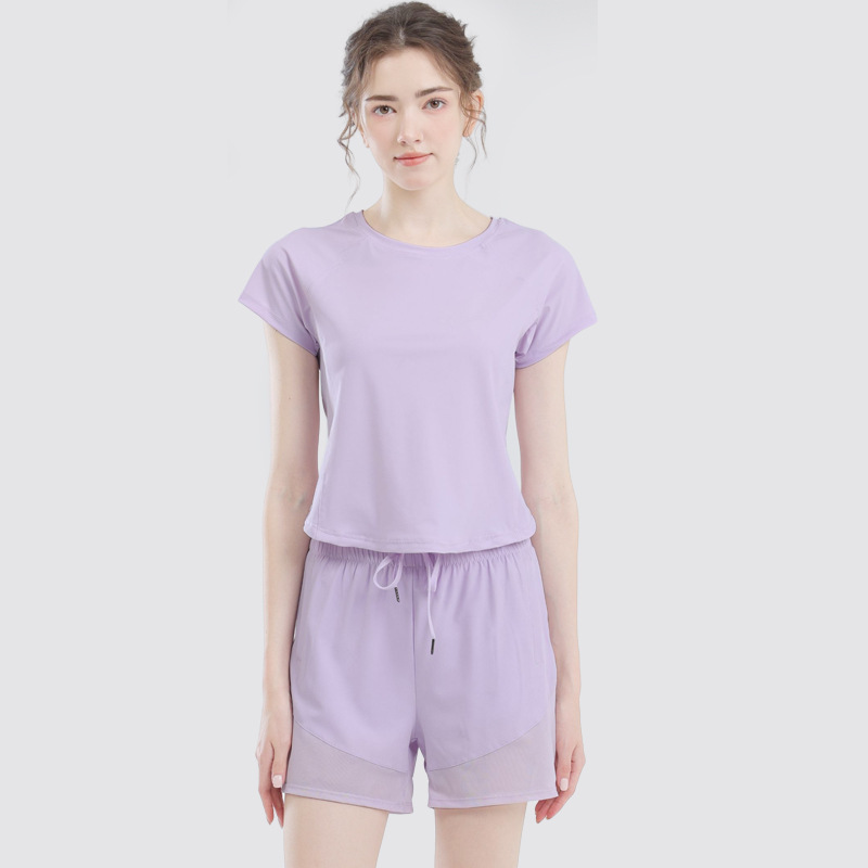 ヨガスーツ半袖レディース夏ゆったり痩身プロスポーツトレーニングトップフィットネス朝ランニング速乾Tシャツ|undefined