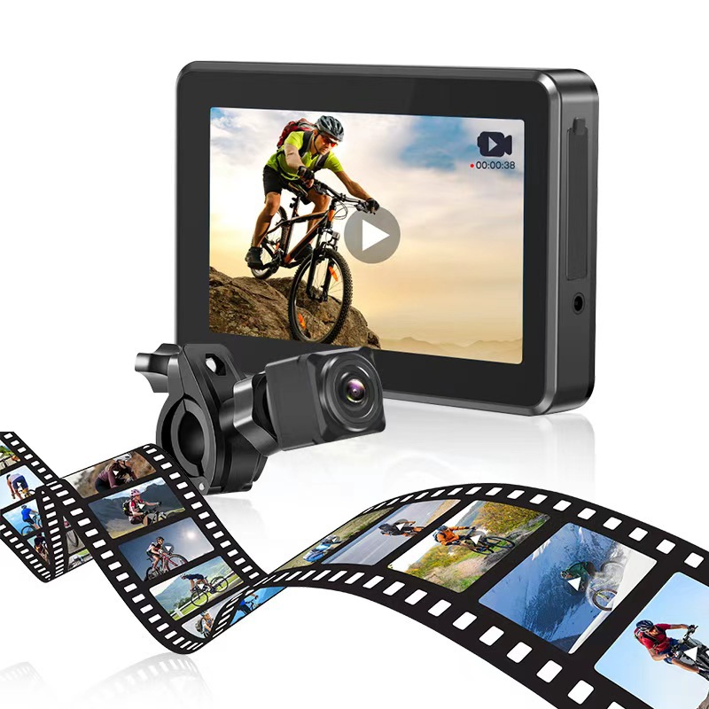 5/ 4.3inch HD 1080P Car Rearview Monitor with 360-degree Rotating Camera for Motorcycles and Mountain Bikes
