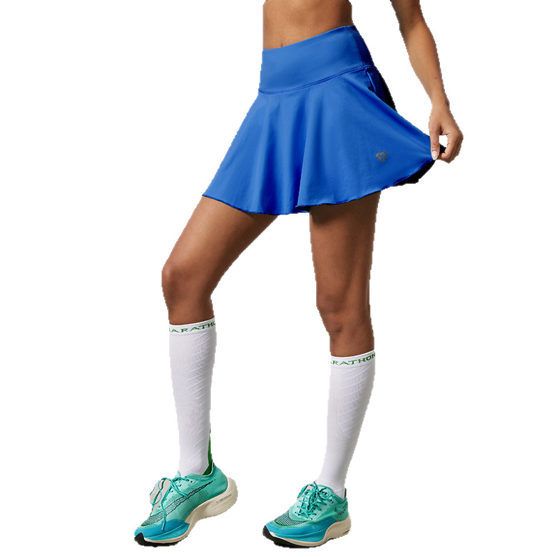 Falsación de dos piezas de falda deportiva corta de verano para mujeres correr alto elástico transpirable falda de yoga falda de tenis