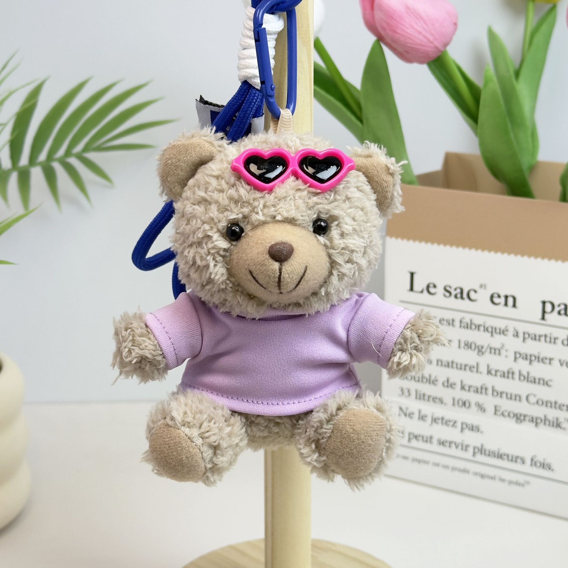Suéter Teddy Bear Keychain bolsas colgantes muñecas de peluche creativas lindas gafas piloto Teddy Bear