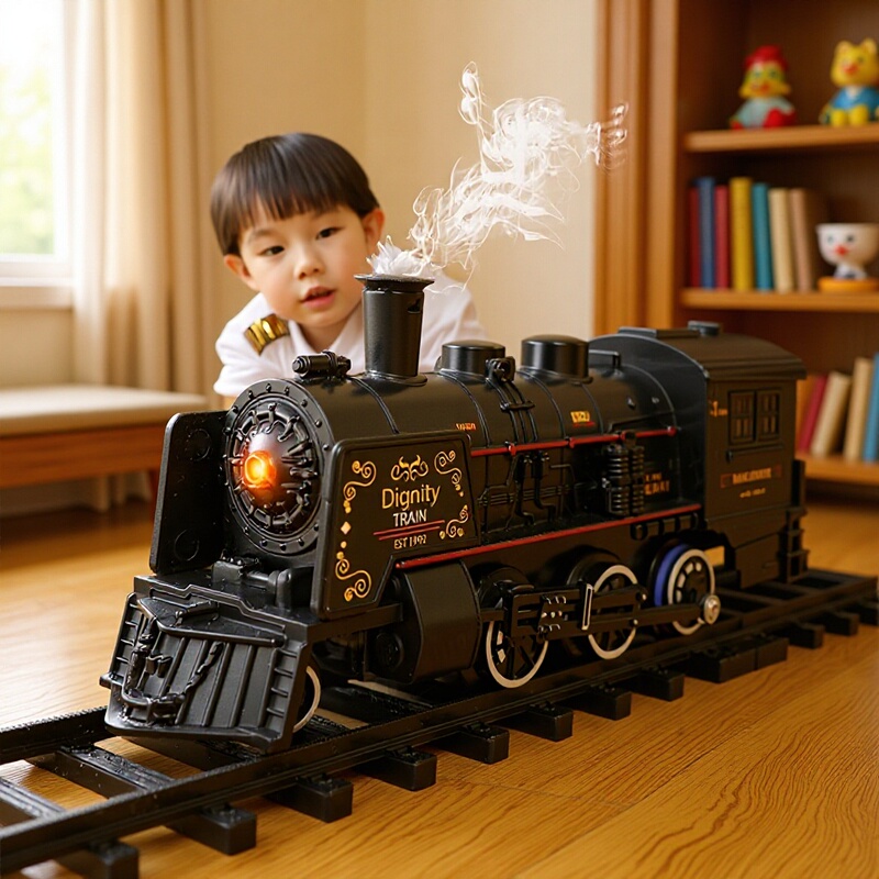 Free Shipping Large Steam Train Toy Rail Car Remote Control Electric Retro Artificial High-Speed Rail Children's Day Gift