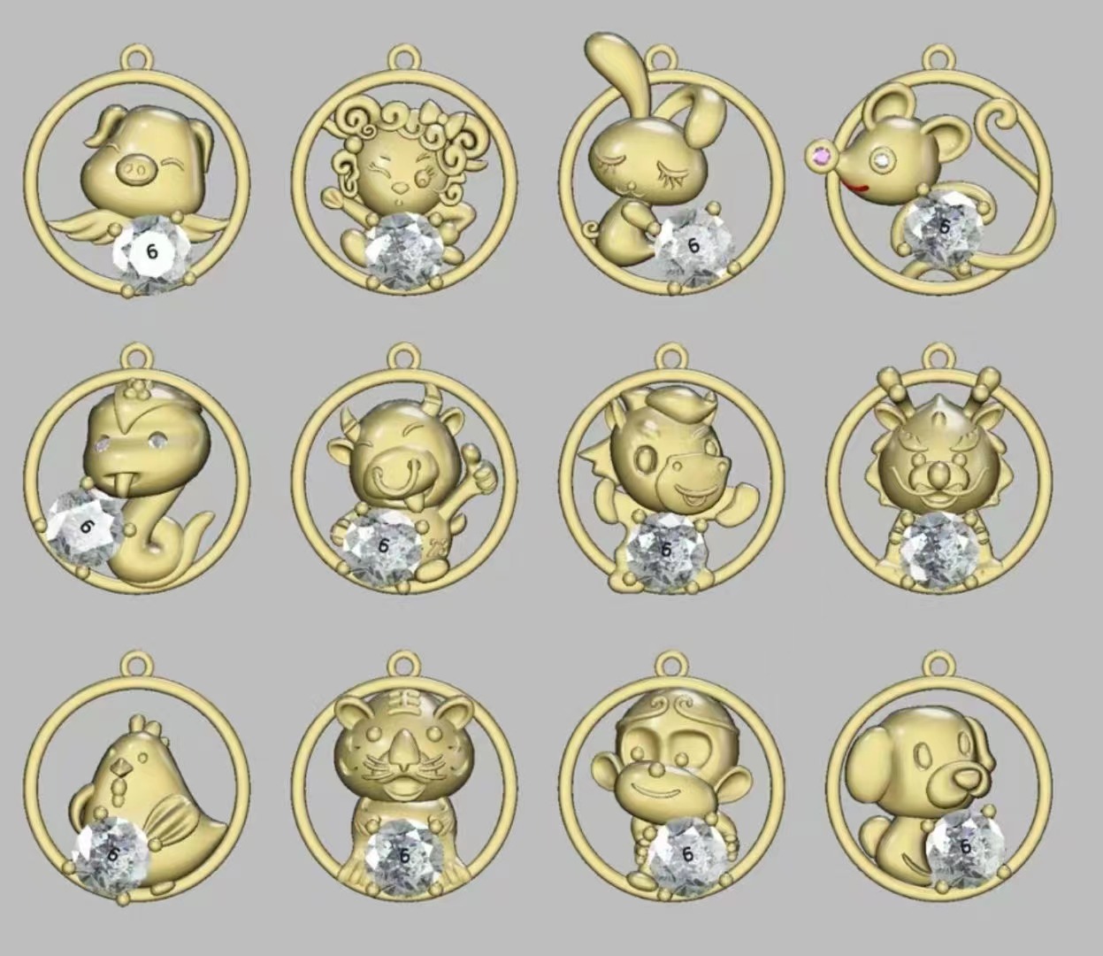 镶嵌锆石玉石吊坠