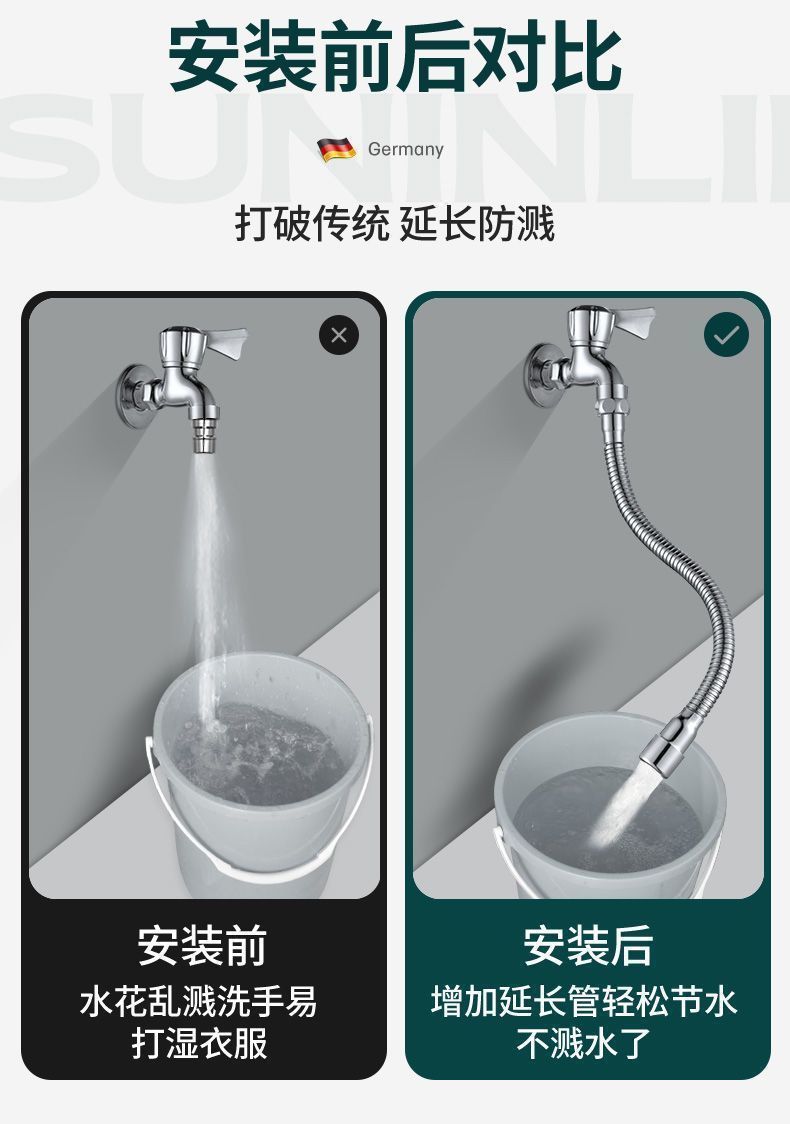 Universal pipe extension hose, flexible and shaped extension pipe, splash-proof water extender, faucet extension pipe, water connection pipe undefined