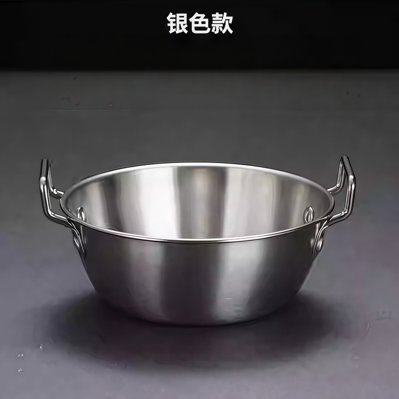 食品グレードのステンレス鋼の韓国酒ボウル、ライスボウル、ハンドル付き酒ボウル、調味料レストラン特別な冷酒ボウル、調理ボウル|undefined
