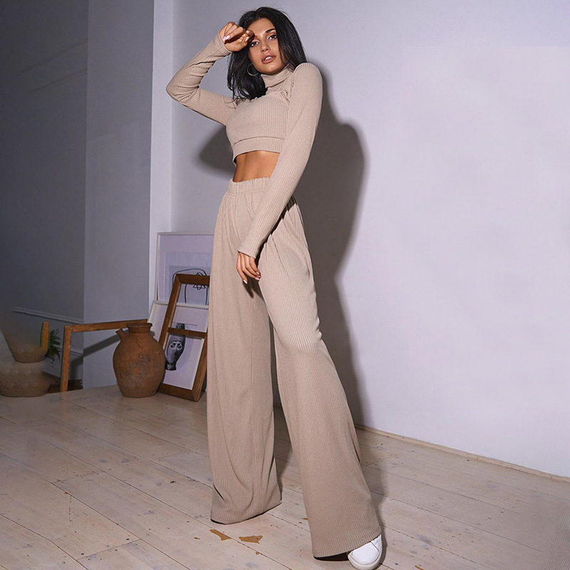 women s solid color long-sleeved shirt pants two-piece suit nihaostyles clothing wholesale NSSU72760