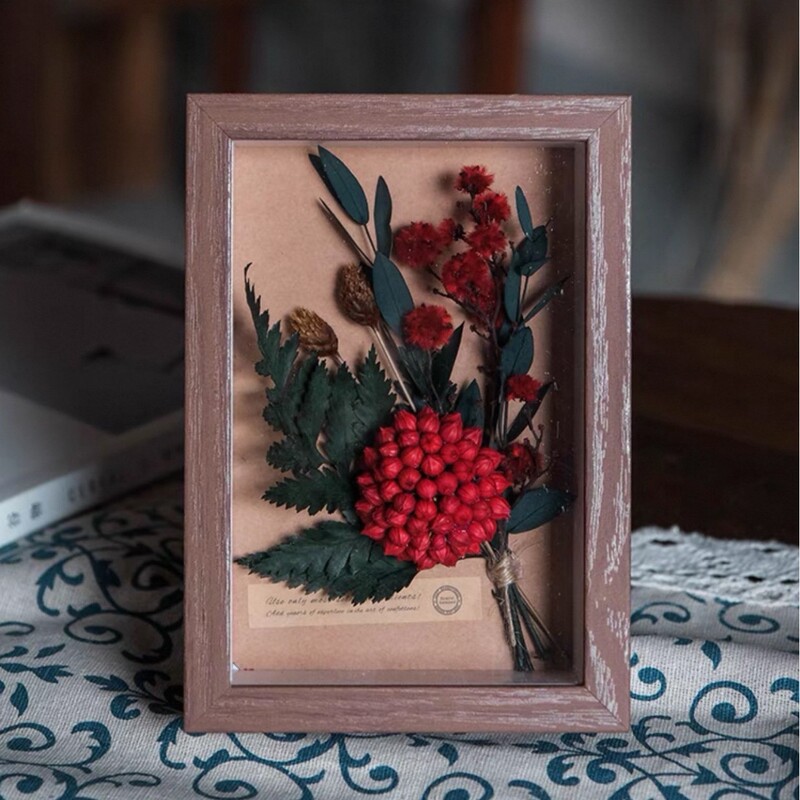 Dried Flower Photo Frame Finished Product Handmade DIY Rose Sunflower Material Package Decorative Ornaments Gift for Christmas