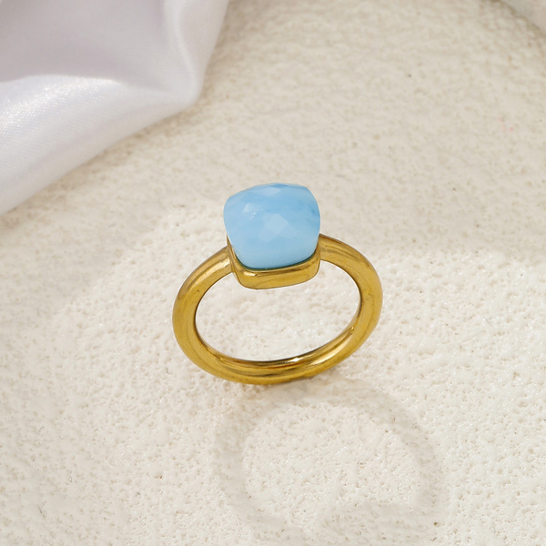 geometric retro fashionable small design ring with stone stainless…
