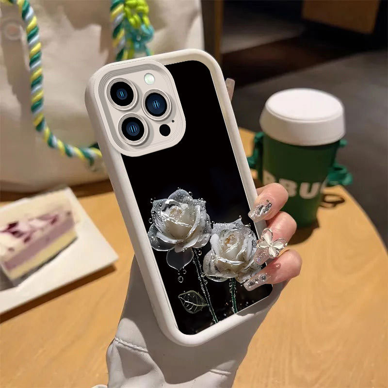 水晶玫瑰适用苹果15pro跨境16promax手机壳iphone17小众14全包13|undefined