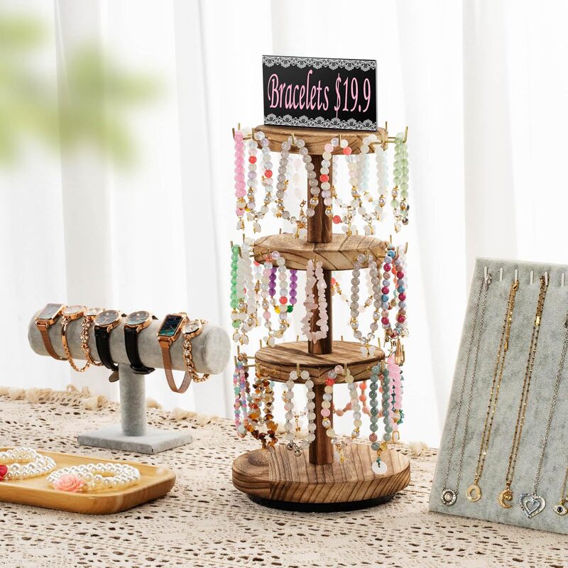 Desktop Bracelet Display Rack Rotating Keychain Doll Display Rack with Hook Stall Multi-layer Jewelry Hanging Rack