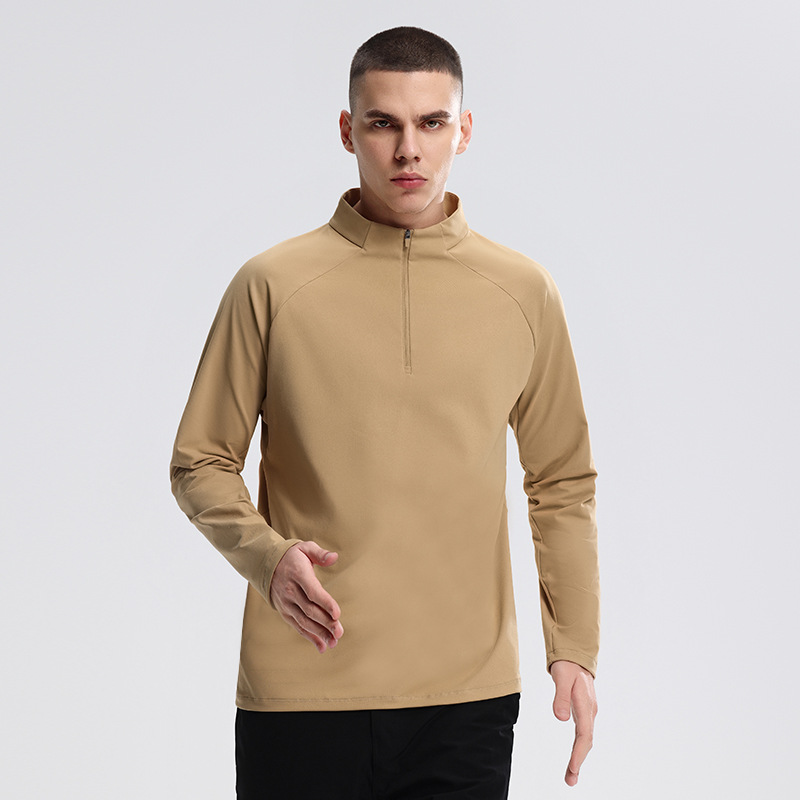 Men's Semi-zipper Sports Quick-drying Sweater Stand-up Collar Fitness Suit_voghion.com