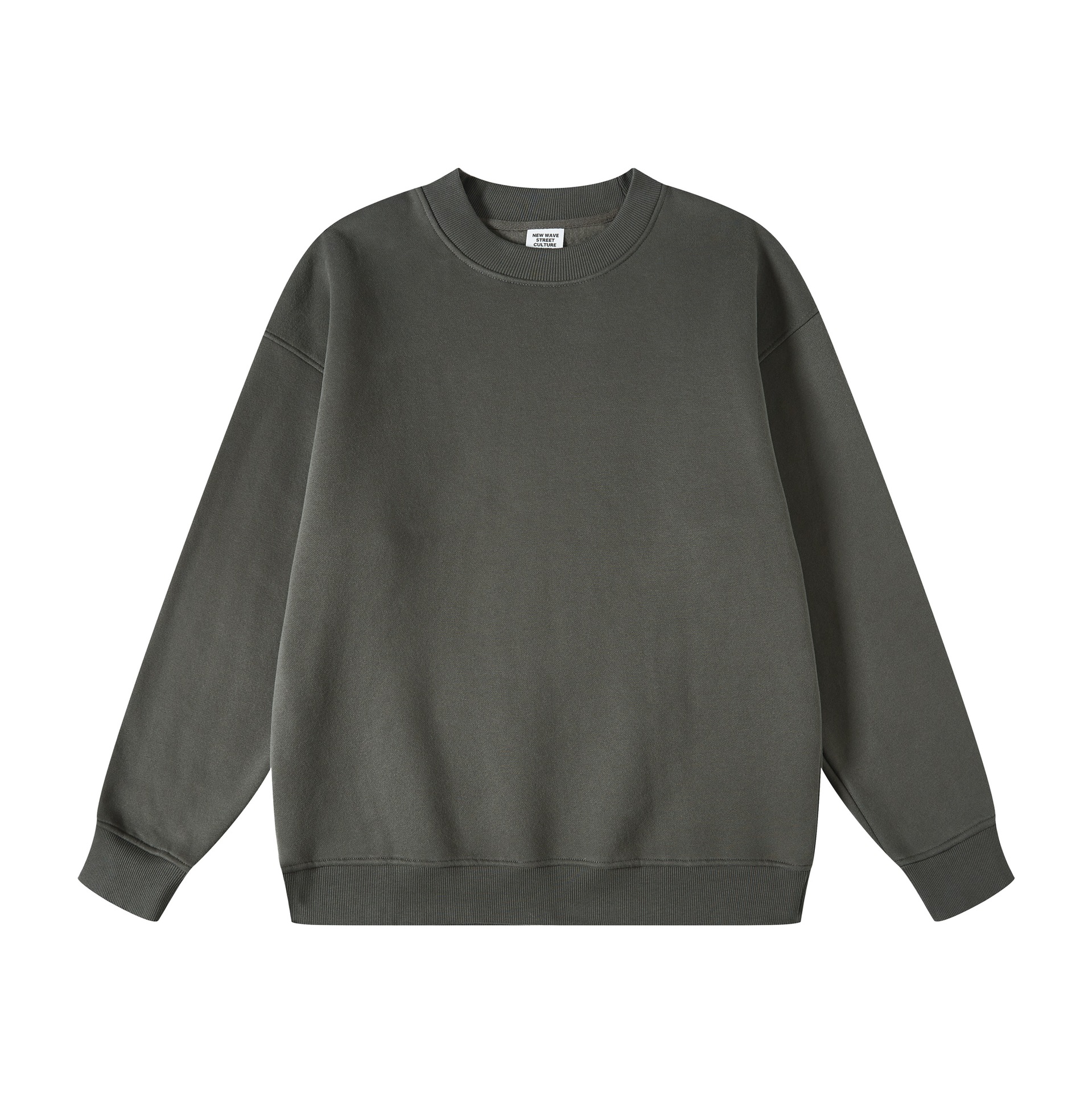 Sweat-shirt à col rond pour homme de marque décontractée et ample en velours 345 g plus couleur unie_voghion.com
