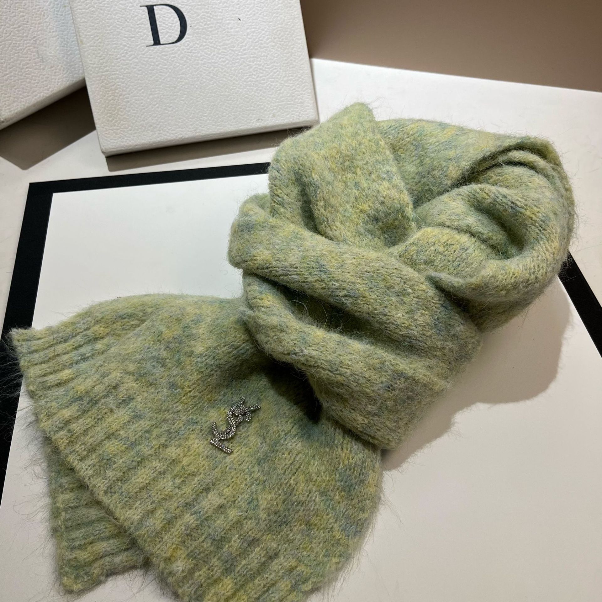 Koreaanse versie VSL alpaca voor vrouwen in de winter, warme, zachte, kleverige, zoete, modieuze, wollen gebreide sjaal met verlengde