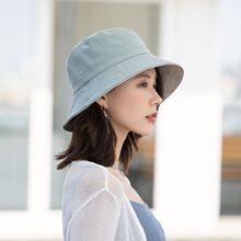 双面戴雾霾蓝渔夫帽子女夏季薄款防UV出游日系遮阳逛街盆帽太阳