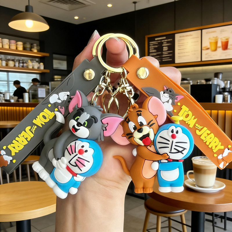 Tom and Jerry Doll Keychain Cute Couple Car Key Pendant Backpack Decoration Cartoon Tom Keychain Tom and Jerry Doll Keychain Cute Couple Car Key Pendant Backpack Decoration Cartoon Tom Keychain