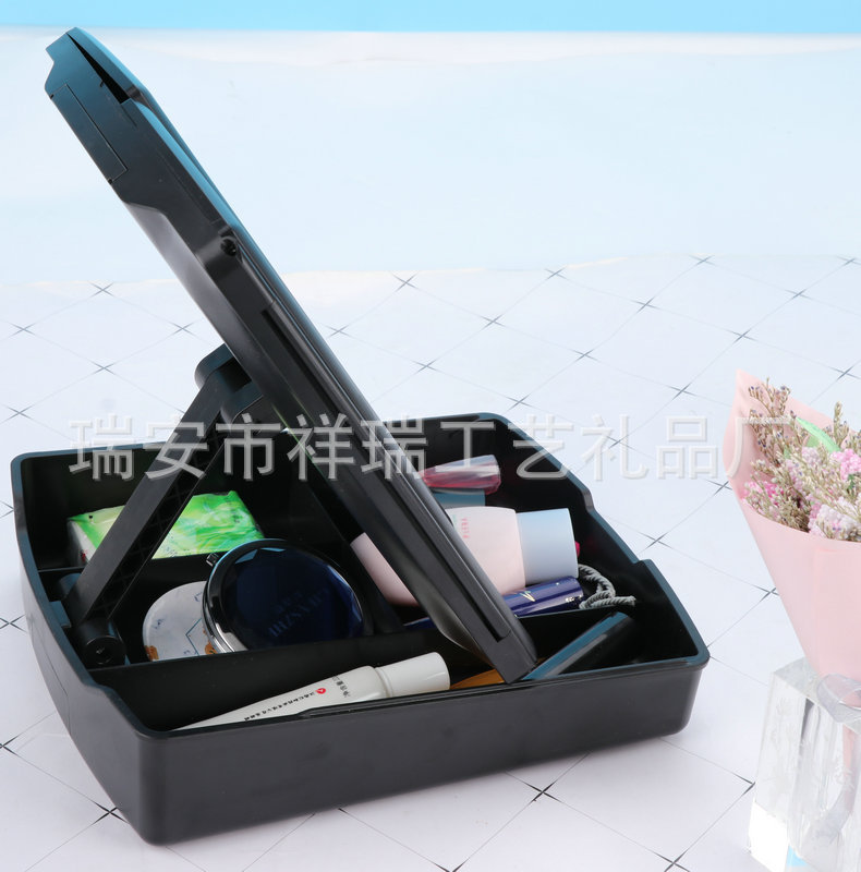 2021新品家用收納led化妝鏡帶燈可折疊收納梳妝鏡觸摸高清化妝鏡