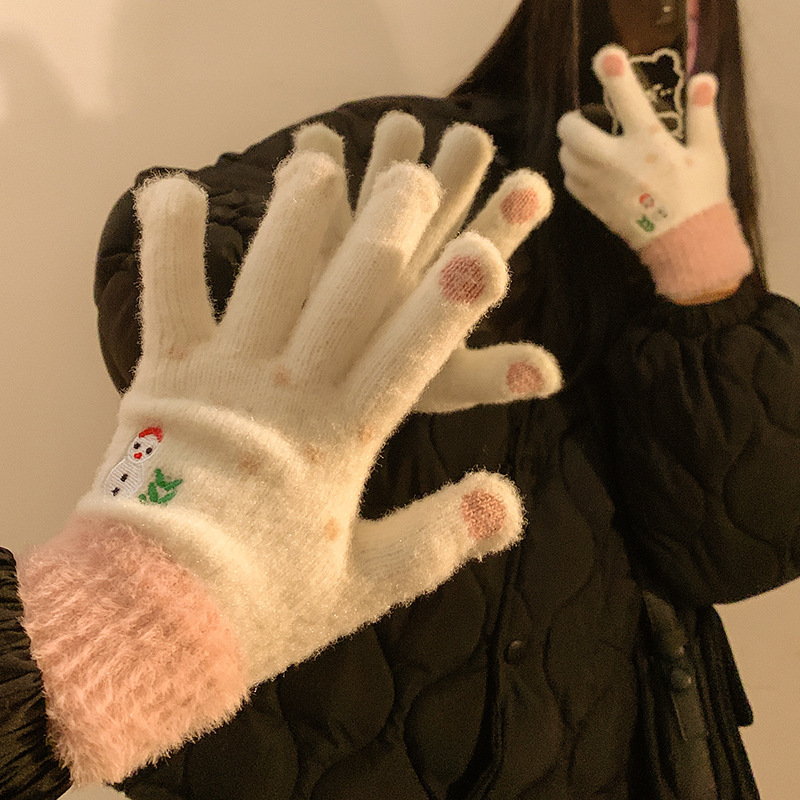 手套女冬季冬天可爱女生加绒加厚学生可触屏女士骑车防寒保暖骑行|undefined