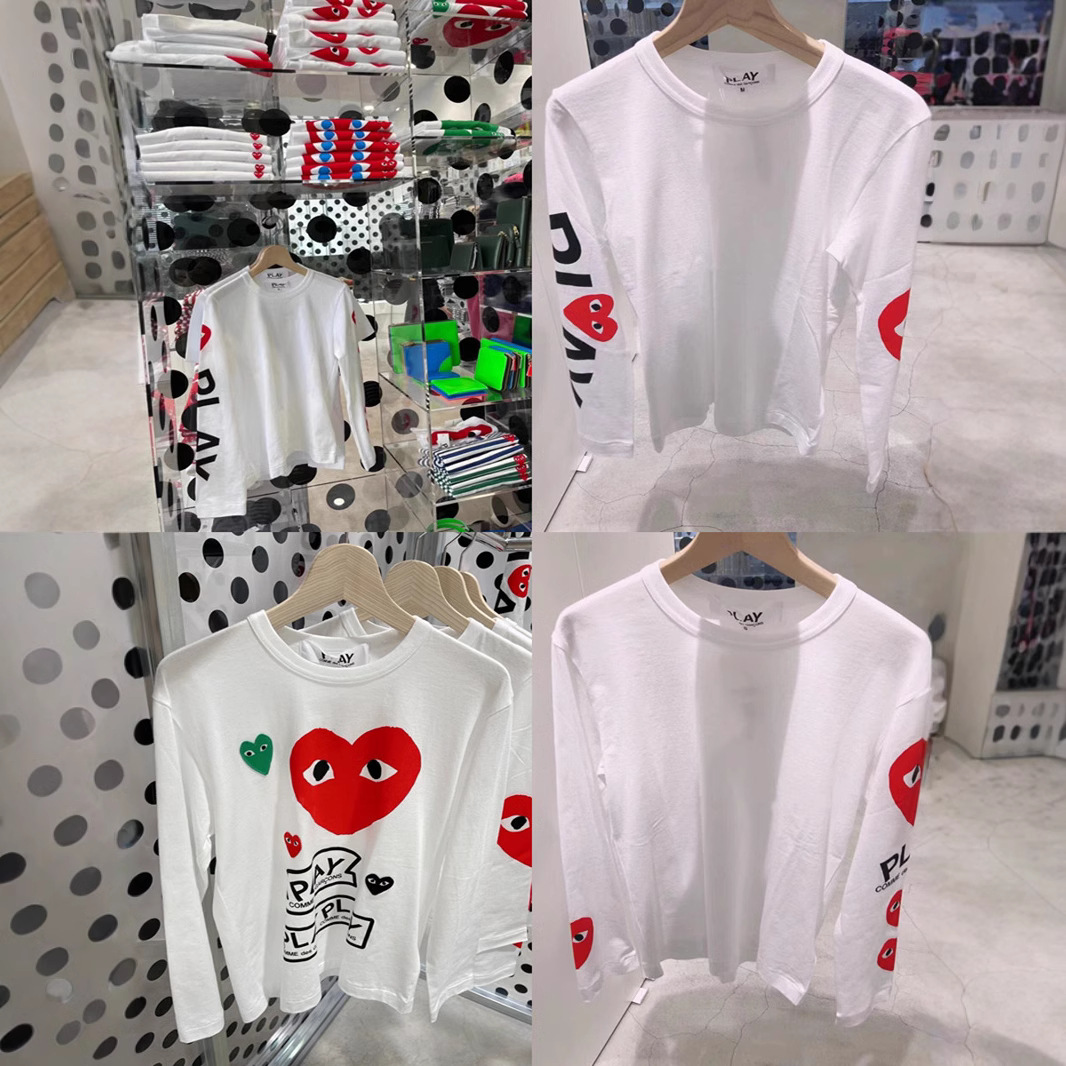 川久play2023年春の赤い愛のアルファベットのロゴのプリントの長袖のtシャツの男女は同じです。