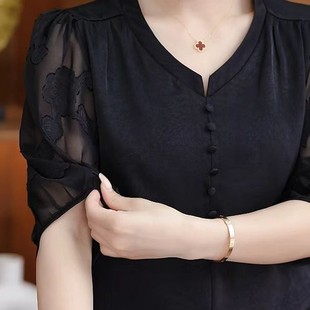 Sense Shirt Women's 2024 Summer New Style Elegant Western Style Light Luxury Style Design Sense All-match Slimming Age-reducing Top