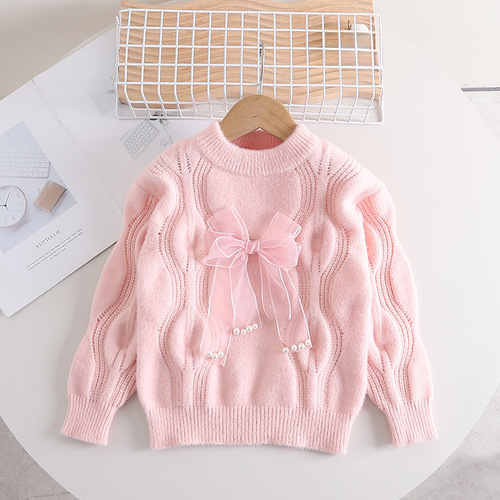 Thickened Fall/Winter New Arrival Children's Cable Knit Hooded Top for Girls, Toddler Sweater for Girls