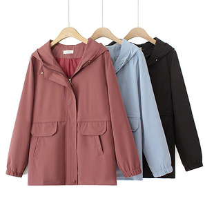 2023 autumn chubby girl jacket hooded slimming plus size women's jacket simple all-match baseball uniform 8061