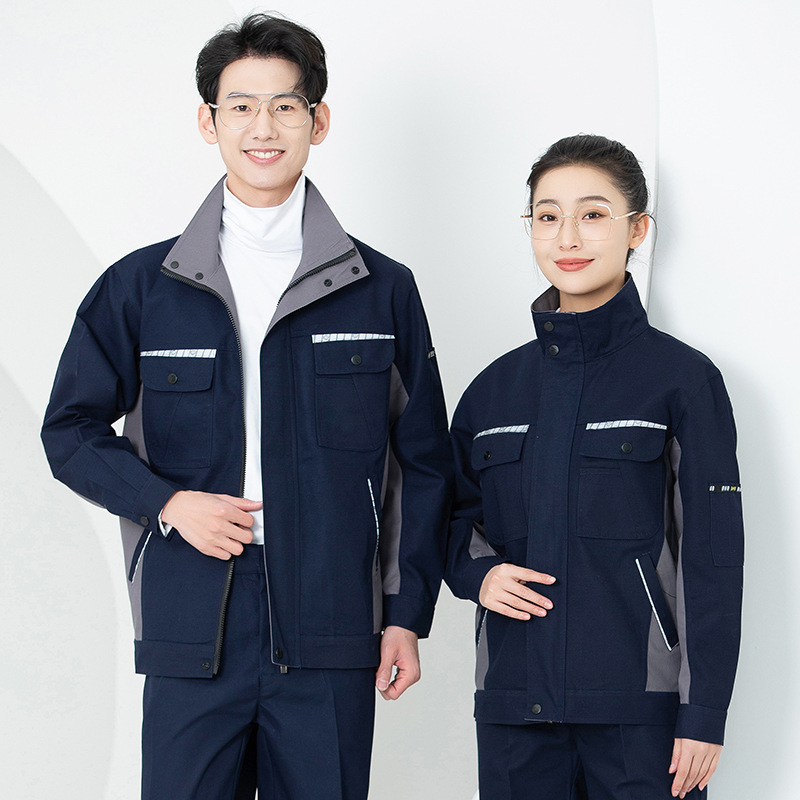 Primavera y otoño conjunto de ropa de trabajo masculina desgaste oficina de reparación de automóviles sitio de construcción de instalación de agua y electricidad trabajadores de seguro laboral personalizados / fabricados