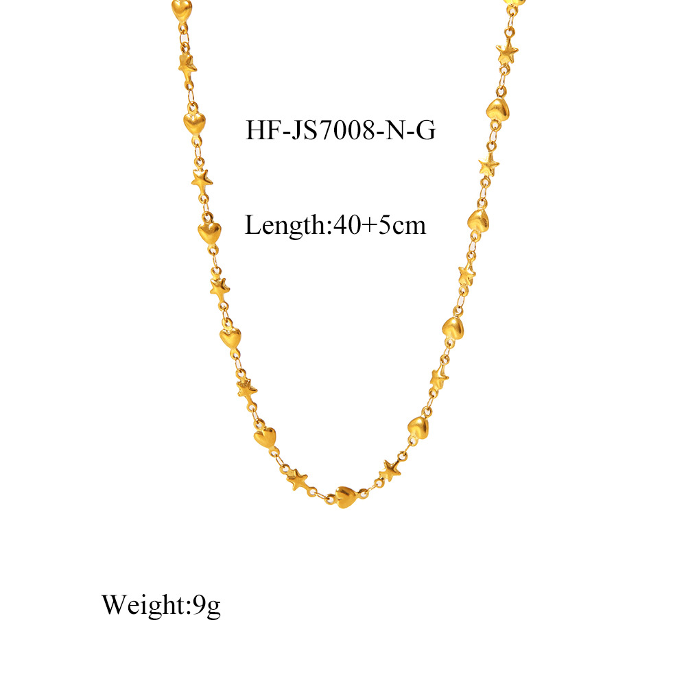 Acero de titanio de lujo ligero francés 18K oro real galvanoplastia amor estrella de cinco puntas collar transfronterizo pulsera INS juego de joyería al por mayor