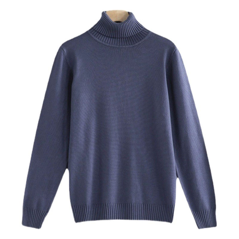 Оптовая продажа мужских свитеров с высоким воротом, осенне-зимний стиль, теплый корейский вариант с двойным воротником, приталенный крой, с подкладкой, весенний трикотаж, повседневный и универсальный.