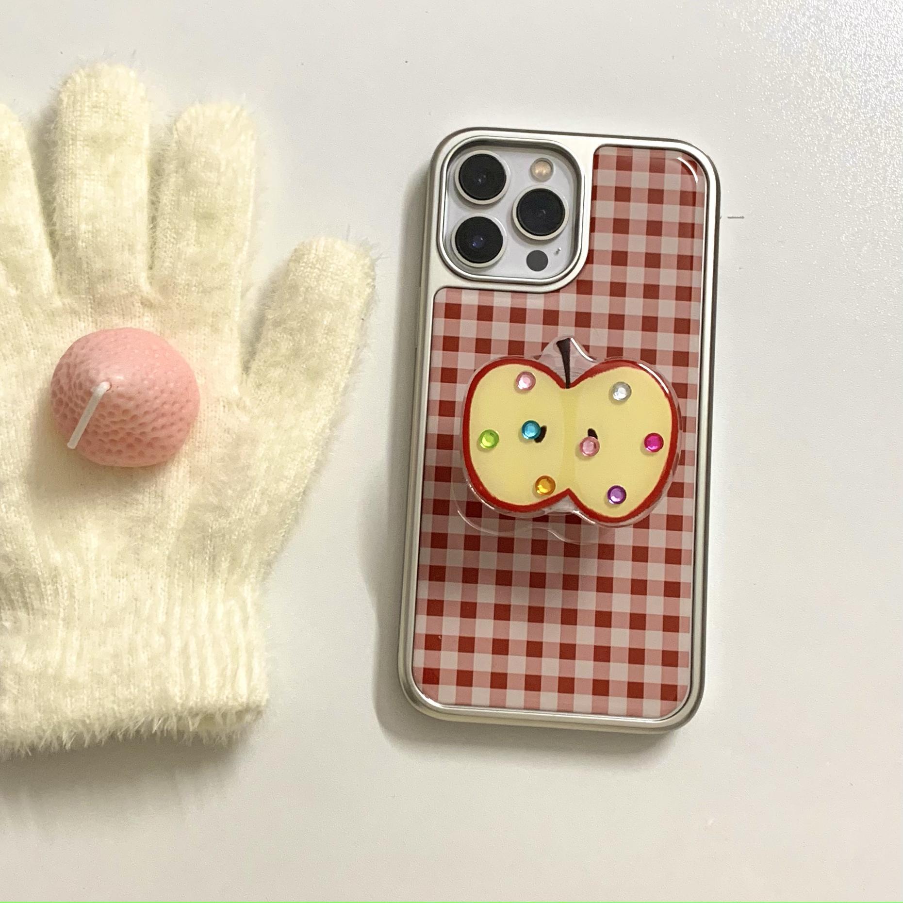 Diamante de color a cuadros rojo de alta calidad Apple para iPhone 15Pro funda para teléfono móvil 16ProMax epoxi 14/13