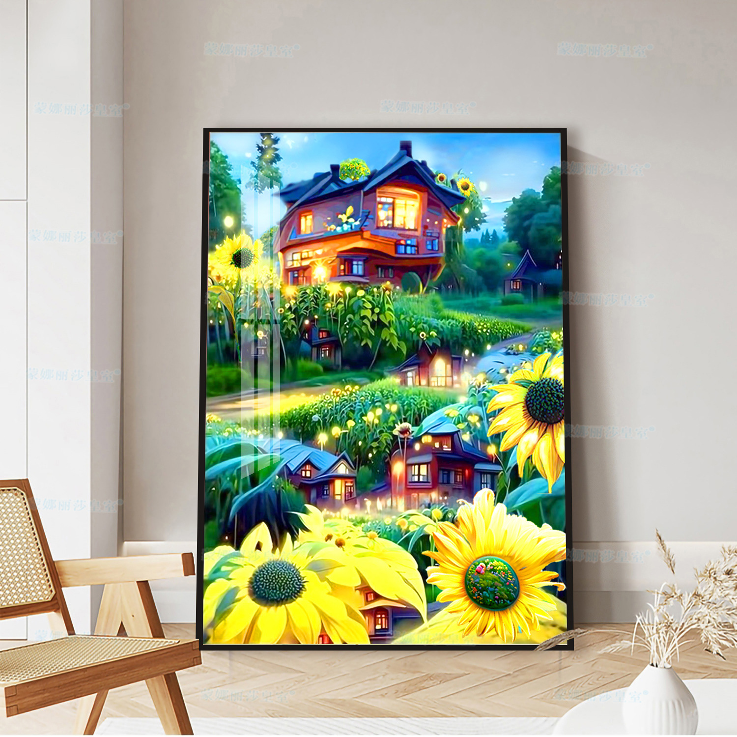 Monalisa Royal punto de cruz bosque cabaña simple hermoso paisaje pequeña pintura decorativa bordado hilo hecho a mano