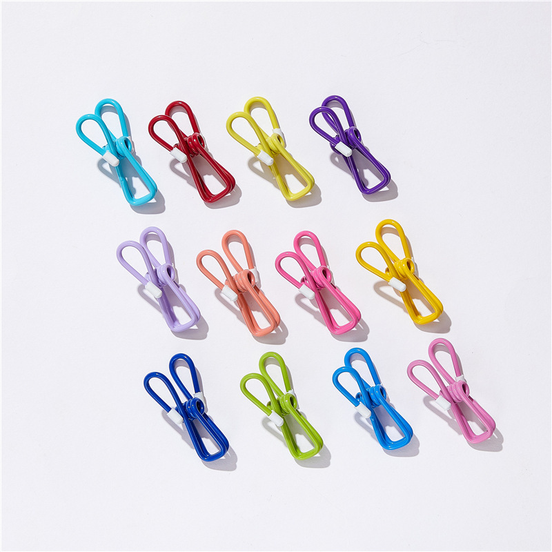 Drying storage clip color metal coated plastic clothes clip windproof non-slip multi-purpose small clip sealing fixing clip