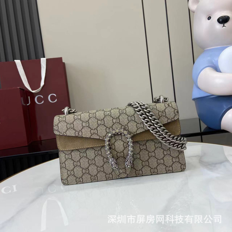 New Gucci Dionysus Bag with Tiger Head Clasp, Canvas Monogram Chain Shoulder Crossbody Bag, Cross-Border New Gucci Dionysus Bag with Tiger Head Clasp, Canvas Monogram Chain Shoulder Crossbody Bag, Cross-Border
