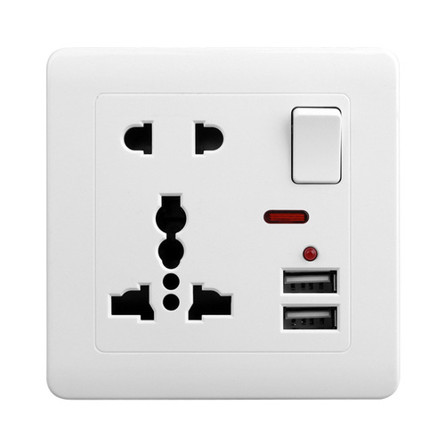 British British standard multi-functional five-hole USB panel mobile phone data cable fast charging Type-c charging power socket