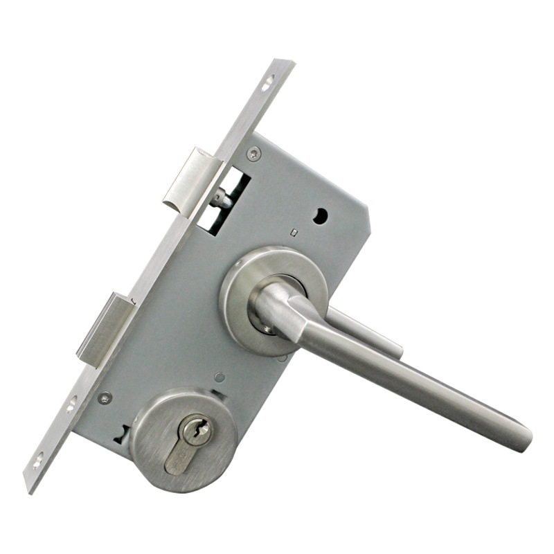 Cerradura de Puerta Interior con Manija Dividida Negra, Cerradura de Puerta de Dormitorio, Estándar Europeo CE, Puerta de Madera Maciza, Acero Inoxidable 304, Cerradura Mecánica