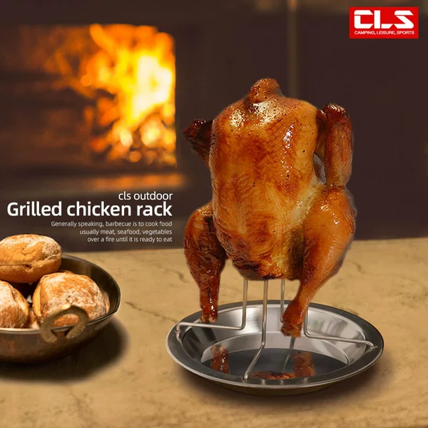 Cross-Border Outdoor Chicken Roasting Rack Camping Charcoal Chicken Grill Barbecue Rack Barbecue Chicken Charcoal Roasting Non-Stick Skewer Rack