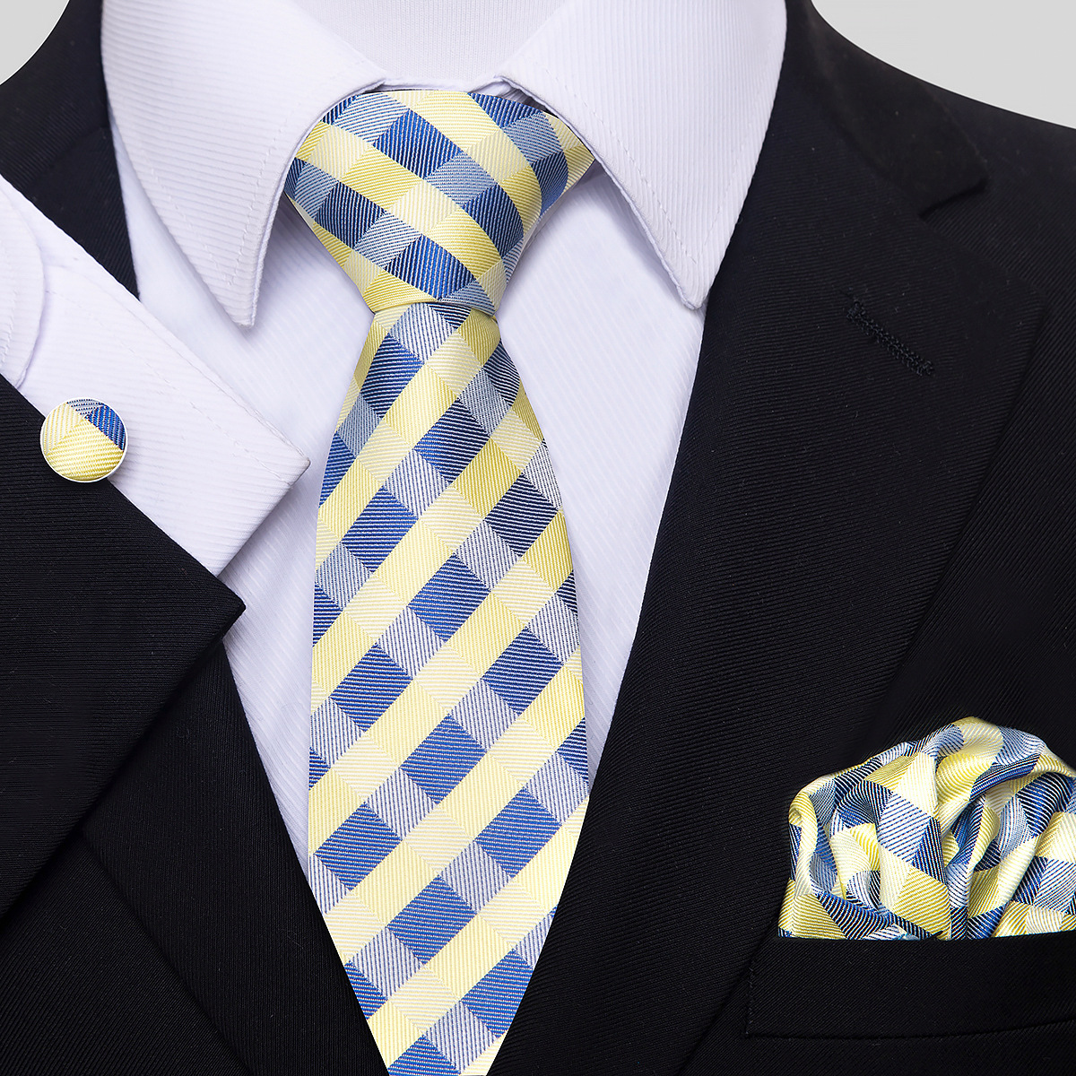 Juego de Corbata de Rayas para Hombre Set de 3 piezas de Rayón, para Bodas y Negocios