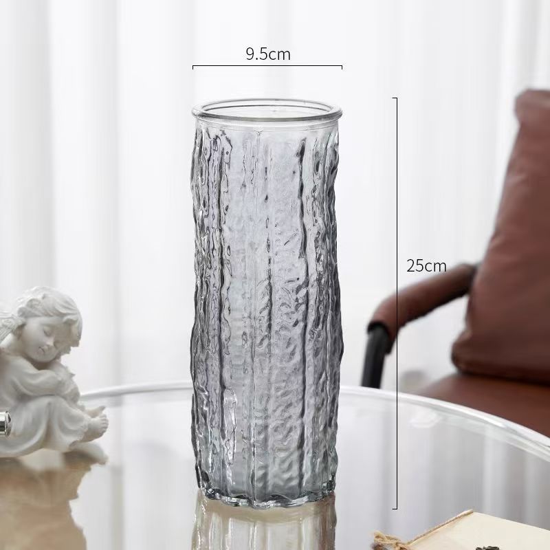 Vaso de gran tamaño de vidrio transparente decoración de sala de estar gran calibre de flores hidroponía rica bambú grueso rosa de bambú