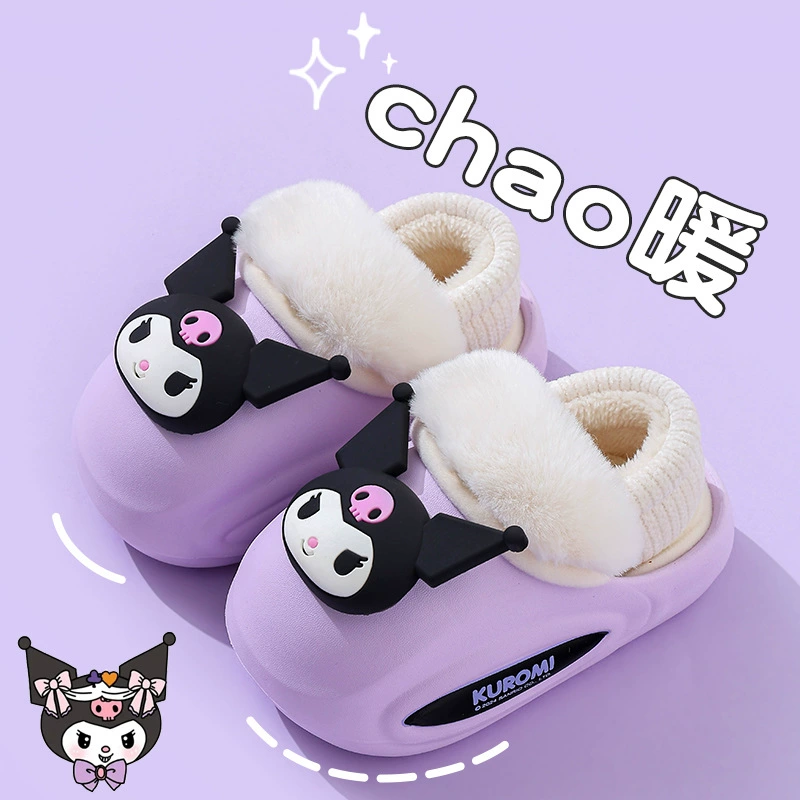 Sanrio зимняя детская сумка и хлопчатобумажная обувь Culomi теплая и бархат водонепроницаемый ребенок ребенок хлопок тапочки