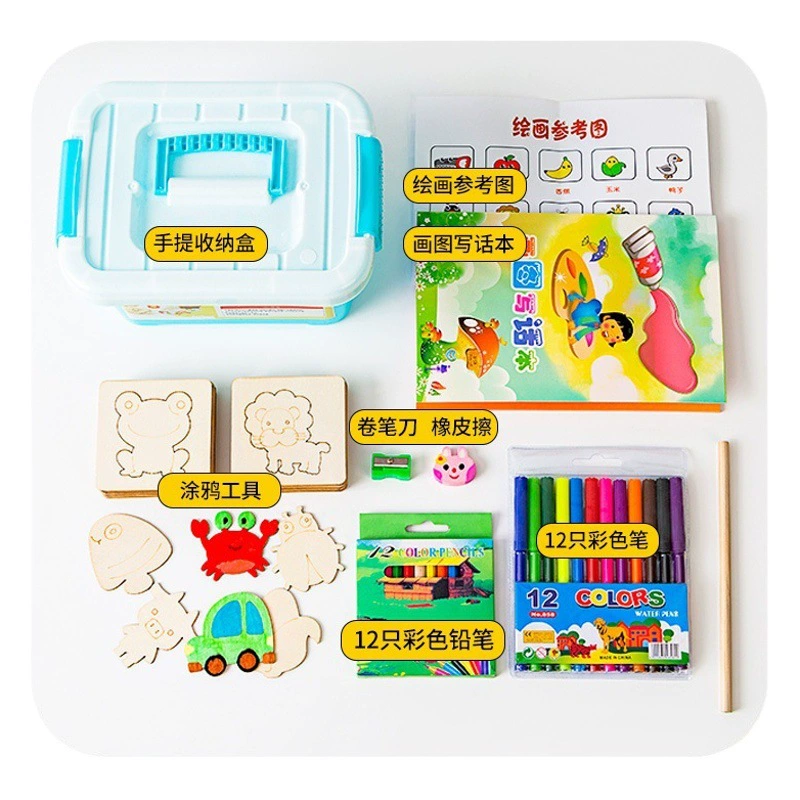 Набор для творчества: деревянные шаблоны для рисования, инструменты для детского творчества, игрушки для начинающих художников в детском саду и начальной школе