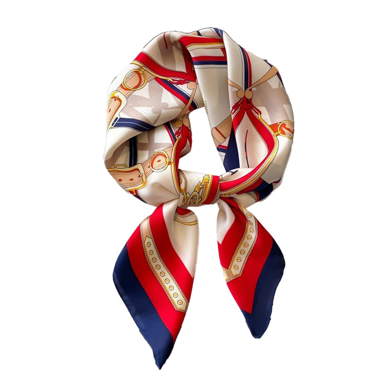 Primavera y verano 2025 nuevo estilo a juego camisa grande cuello rojo babero pequeño bufanda cuadrada bufanda de seda bufanda fina para mujer