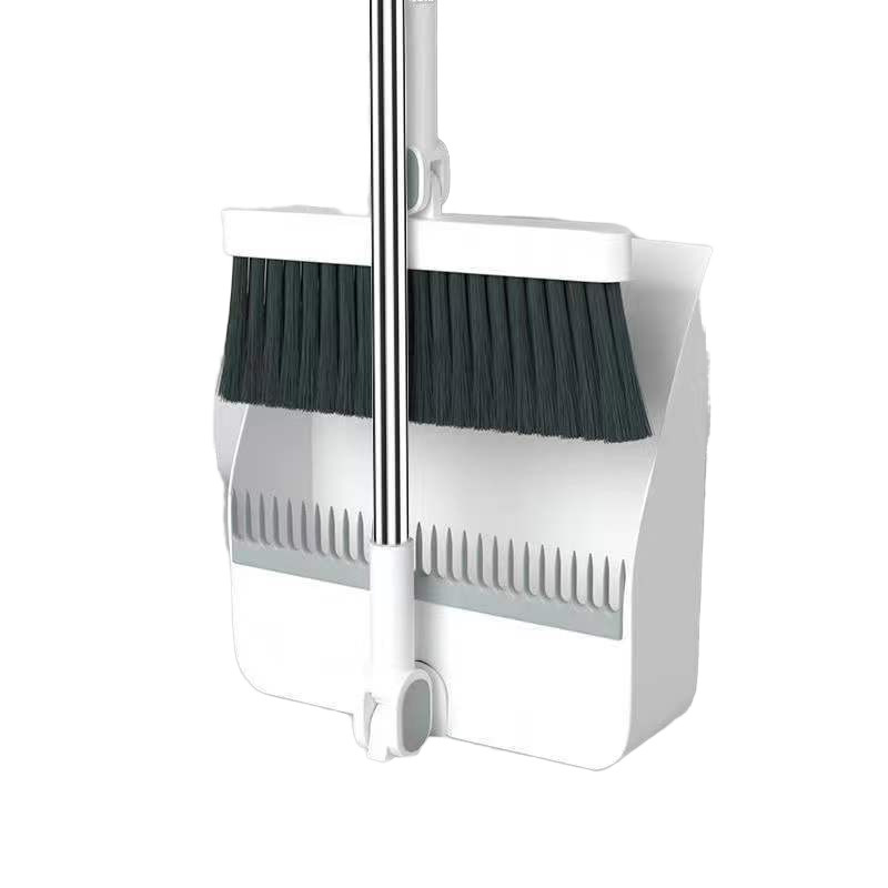 Broom and Dustpan Combo Set, Long Handle Adjustable, Stainless Steel Dust Cover and Broom Set for Cleaning
